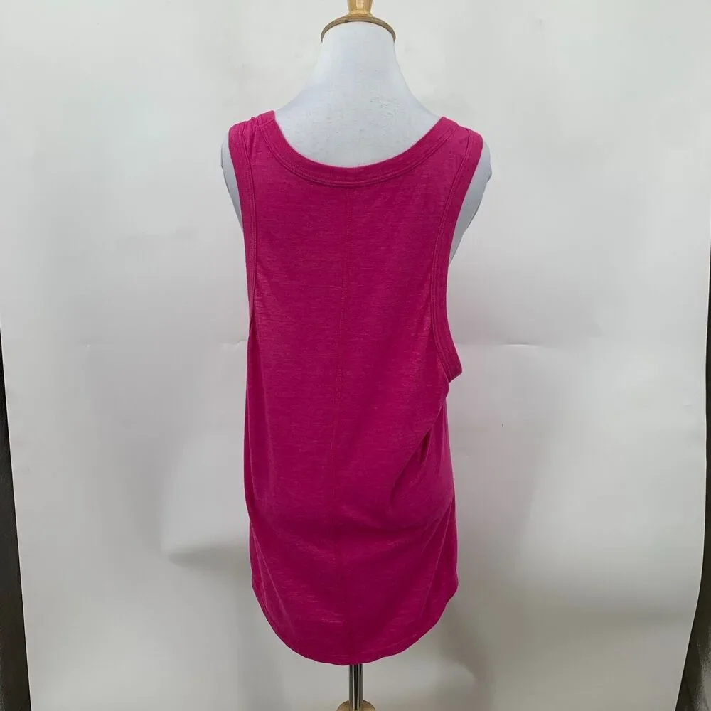 J Crew Longline Tank Top Womens M Medium Pink Slub Cotton Curved Shirttail Shirt
